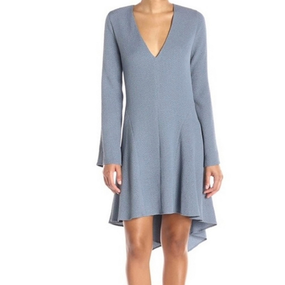 BCBGMaxazria Robyn Dress Long Sleeve Asymmetrical Powder Blue XXS